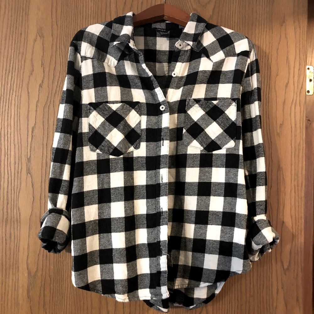 Forever 21 Buffalo Check Button Down Long Sleeve Shirt